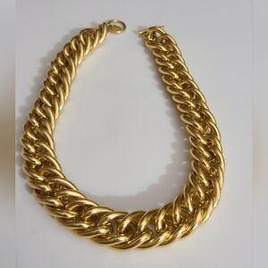 Vintage Anne klein chunky gold link chain necklace toggle estate vtg euc